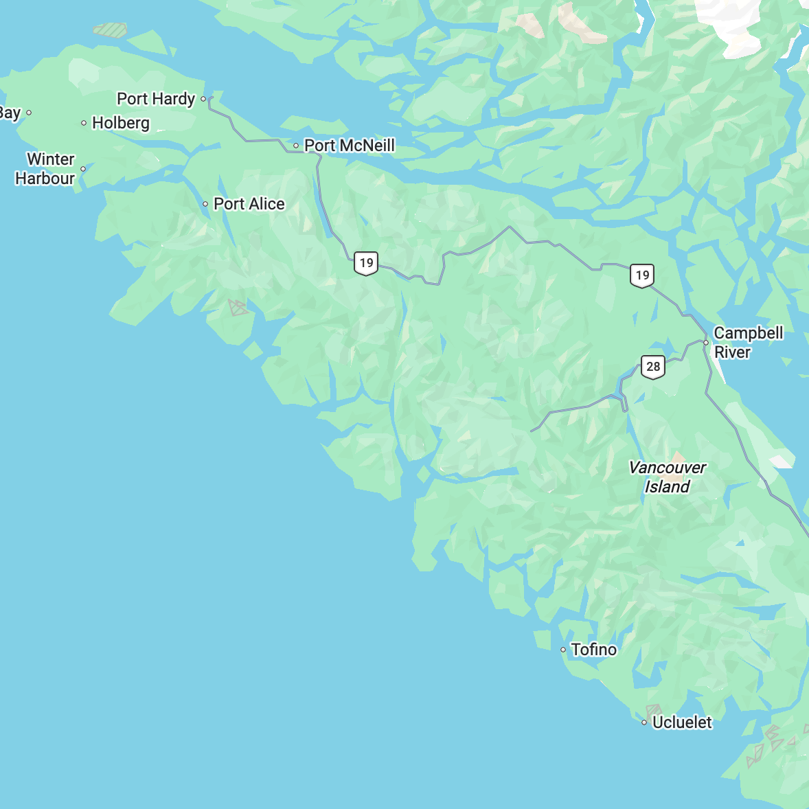 Map of North Vancouver Island area